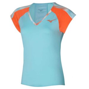 Mizuno Printed Short Sleeve T-shirt Azul M Mujer