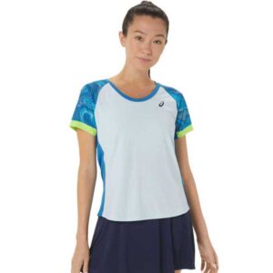 Asics Court Graphic Short Sleeve T-shirt Azul XL Mujer