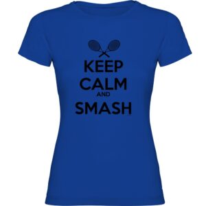 Kruskis Keep Calm And Smash Short Sleeve T-shirt Azul XL Mujer
