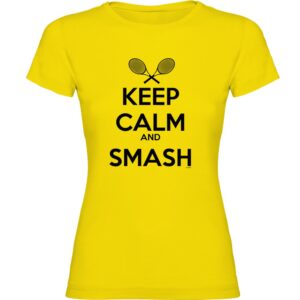 Kruskis Keep Calm And Smash Short Sleeve T-shirt Amarillo XL Mujer