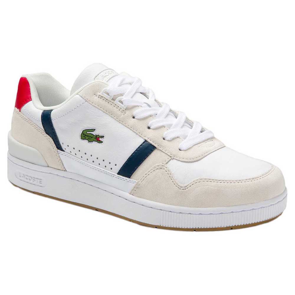 Lacoste T-clip Tricolour Leather Suede Trainers Blanco EU 42 1/2 Hombre