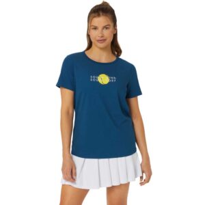 Asics Classic Graphic Short Sleeve T-shirt Azul M Mujer